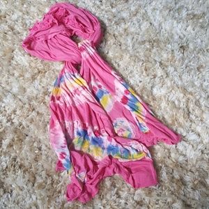 Pink tie-dye scarf / beach cover-up